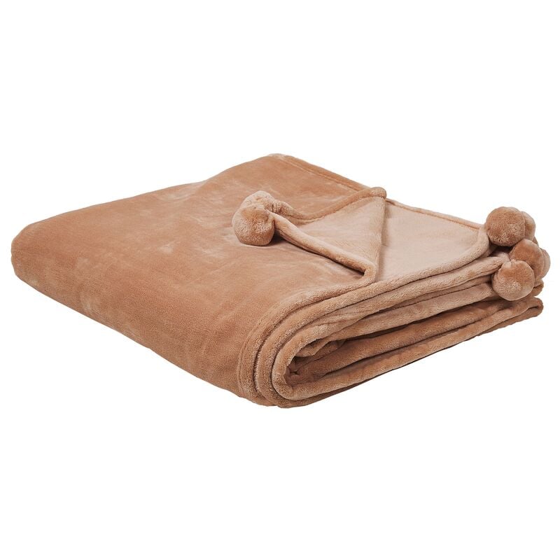 Beliani - Modern Blanket Brown Polyester Soft Accent Throw Bedspread 200 x 220 cm Terke