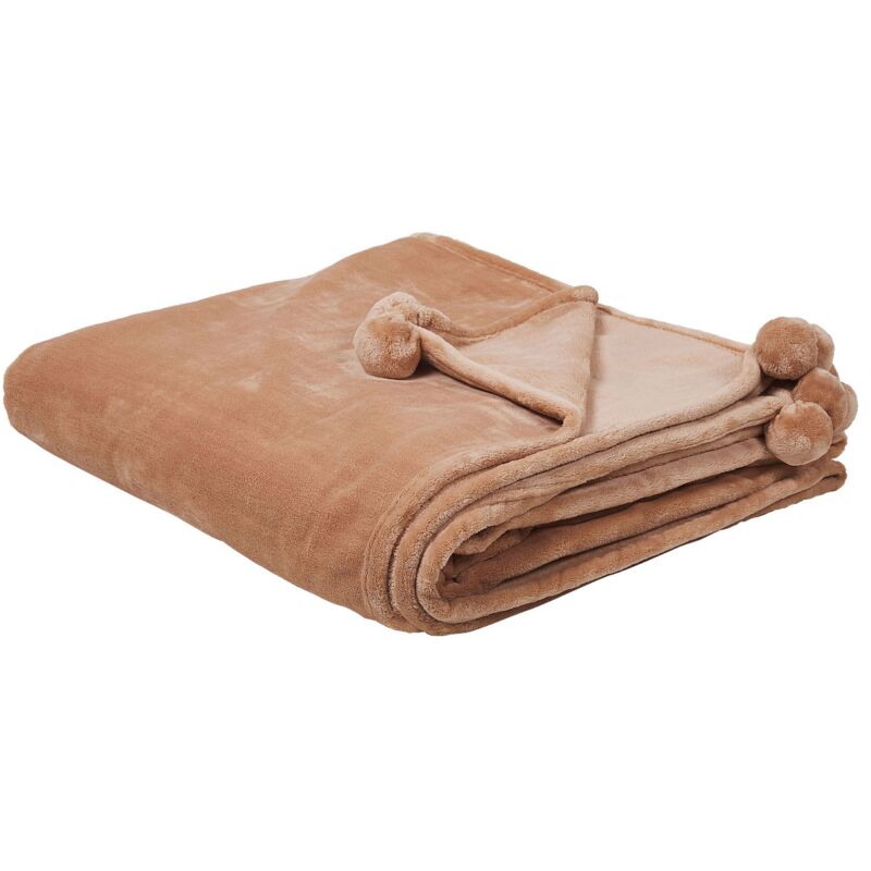 Beliani - Modern Blanket Brown Polyester Soft Accent Throw Bedspread 200 x 220 cm Terke