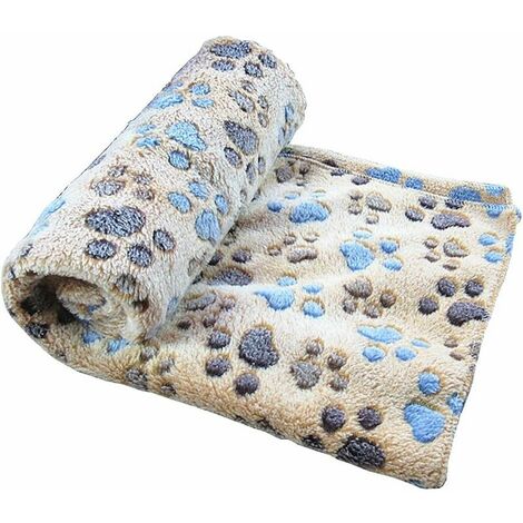 Blanket Pet Cushion Small Dog Cat Bed Soft Warm Sleep Mat Puppy Kitten Soft Blanket Doggy Warm Bed Quilt Mat Paw Print Cushion, Brown S