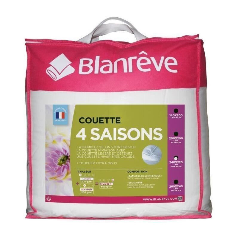 Couette 4 saisons - 220 x 240 cm - Blanc - Blanreve