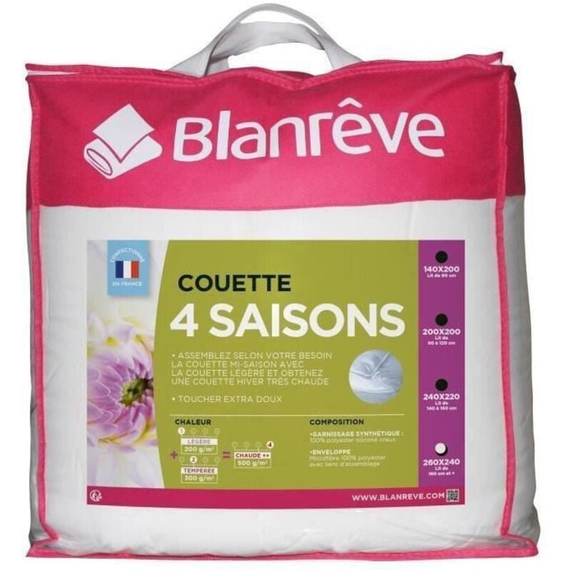 Couette 4 saisons - 240 x 260 cm - blanc - Blanreve