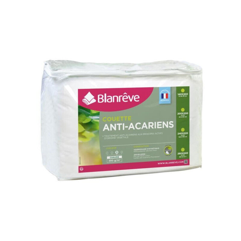 Blanreve - Couette chaude Percale - Anti-acariens - 350g/m2 - 140x200cm