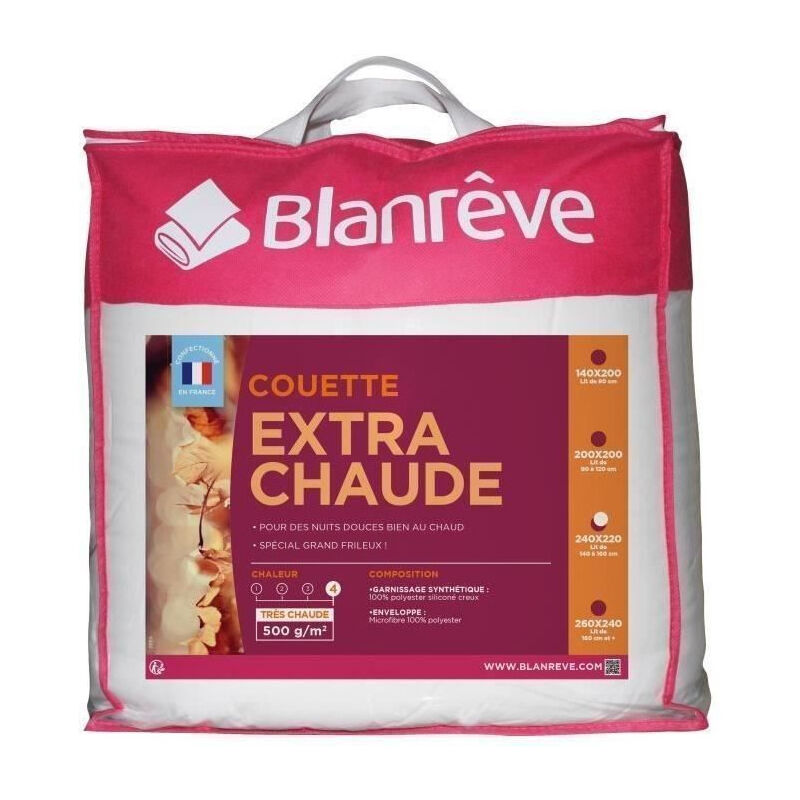 BLANREVE Couette extra chaude en microfibre - 220 x 240 cm - Blanc
