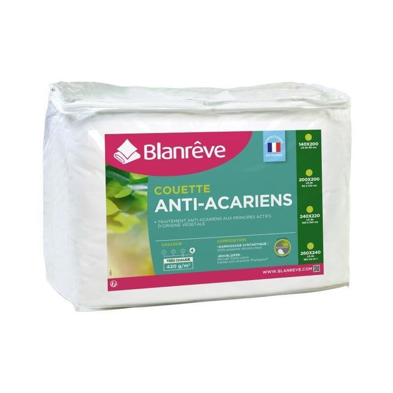 Blanreve - Couette tres chaude Percale - Anti-acariens - 420g/m2 - 140x200cm