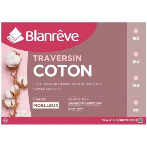 BLANREVE Traversin en coton - 160 cm - Blanc