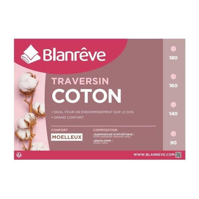 Les Tendances - blanreve Traversin en coton - 180 cm - Blanc