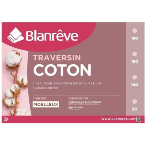 BLANREVE Travesero de algodón - 160 cm - Blanco
