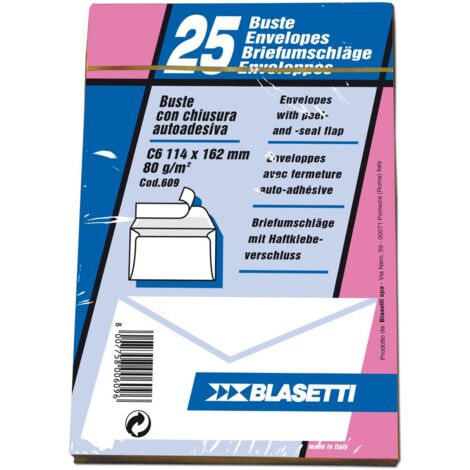 Blasetti 0609 busta C6 (114 x 162 mm) Bianco 25 pz