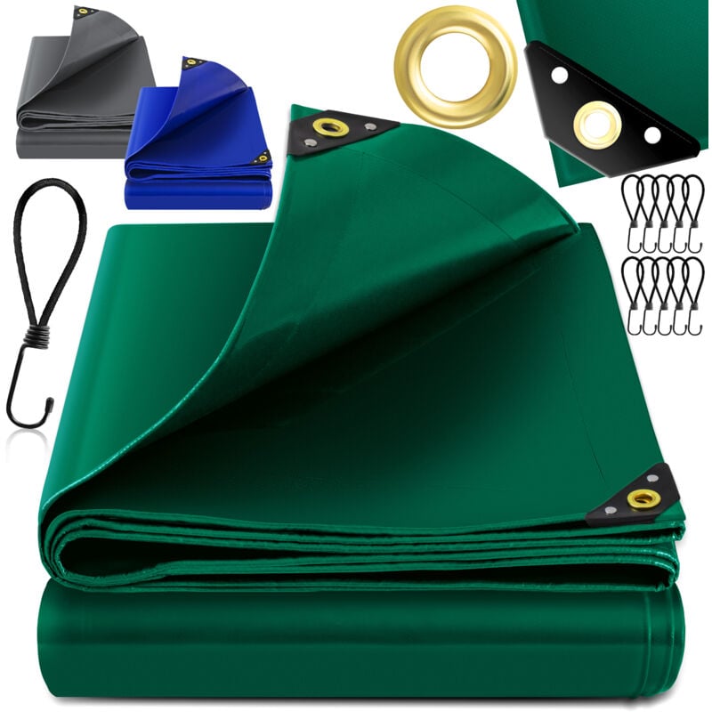 Kesser - Bâche de couverture Premium avec oeillets 650 g/m² pvc imperméable & indéchirable + 10 crochets - bâche de haute qualité universelle pour