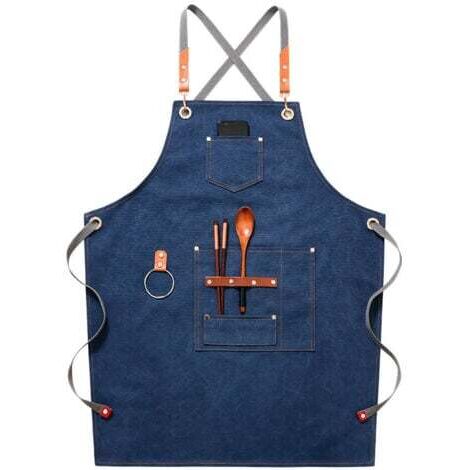 (Blau) Hochwertige Cowboy-Schürze mit Taschen für Friseure, Maler, Gärtner, Haarstylisten für Damen und Herren
