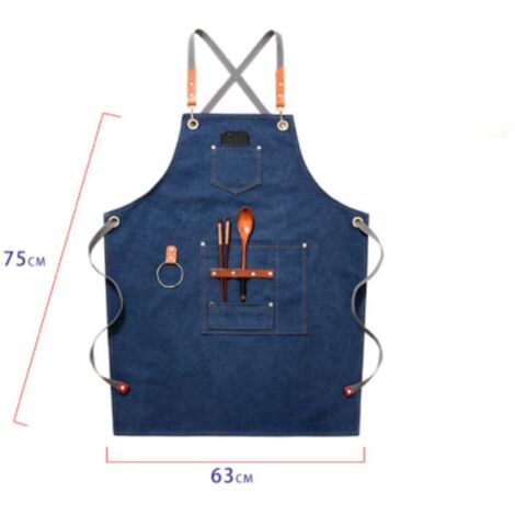 (Blau) Hochwertige Cowboy-Schürze mit Taschen für Friseure, Maler, Gärtner und Haarstylisten für Damen und Herren