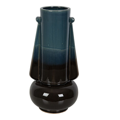 Blau/Schwarze Keramikvase 22x22x44cm