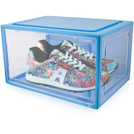 Schuhbox stapelbar, Schuhkarton mit magnetischer Tür, Kunststoffbox für  Schuhaufbewahrung, Faltbarer Schuhorganizer, 35x19x25 cm, transparent  schwarz