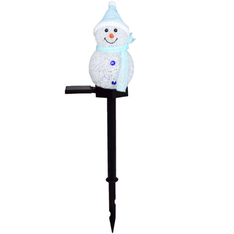 Blaue, wasserdichte, solarbetriebene Weihnachtslichter in Schneemannform aus Kunststoff für die Außendekoration in Garten, Hof, Straße, Einfahrt, Park, Weihnachten und Hochzeiten
