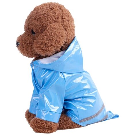 Blauer Outdoor-Welpen-Regenmantel mit Kapuze, wasserdichte Jacken, PU-reflektierender Regenmantel für Hunde, Katzen, Kleidung, Bekleidung, S