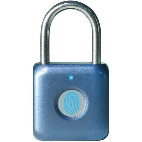 (Blaues) Mini-Smart-Vorhängeschloss mit Fingerabdrucksensor, schlüsselloses USB-Laden