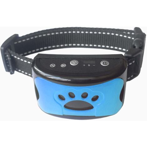 CYSLMUK Blaues, wiederaufladbares Anti-Bell-Halsband für Hunde, Trainingshalsband für kleine, mittlere und große Hunde mit 2 Vibrations- und Tonmodi und 7 Empfindlichkeitsstufen