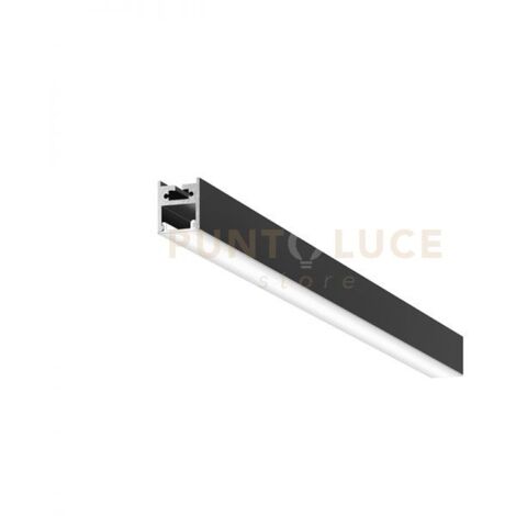 BLED G -- PROFILO IN ALLUMINIO SEZIONABILE CON DIFFUSORE AD INCASTRO BIANCO PARETE/SOFFITTO/SOSPENSIONE MT2 COLORE NERO