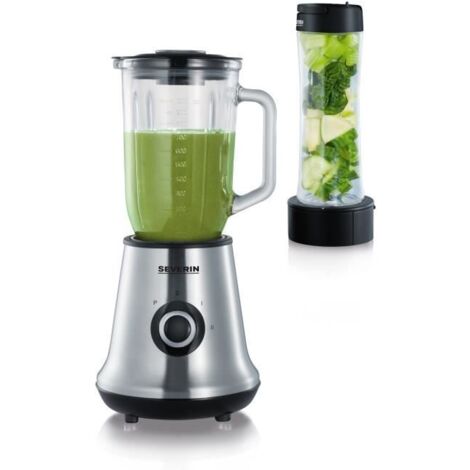 Blender 2 en 1 - SEVERIN - SM3737 - Multi-mixeur et blender à smoothie 2 en 1 - 500 W - Bol en verre 1 L - 1 bouteille de 600 ml incluse