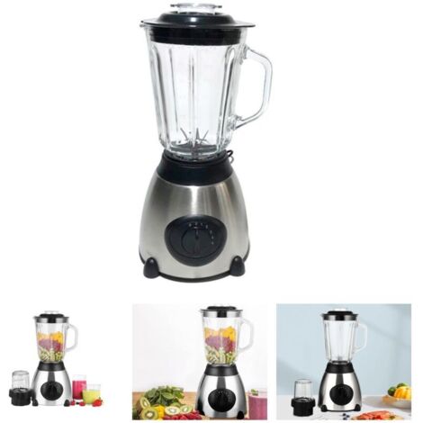 Blender batteur sur socle multifonctionnel, mixeur avec tasse de 1,5 l, 6 couteaux en acier inoxydable, Jus de Fruits et Légumes, Blender Portable pour Sport, Voyage et Maison