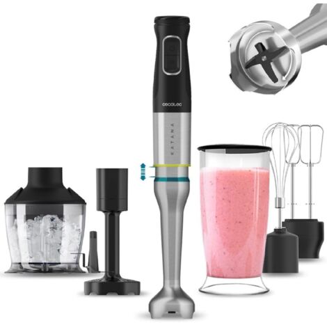 Blender de mixeur plongeant de 1500 W, technologie PerreoMove qui mouve leslames de haut en bas pour plus avecmoins d'effort, lames de 4 lames avecrevêtement de titane, pied XL extra long.