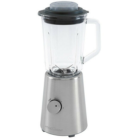 Proficook UM 1213 Blender Mixeur, Récipient en Verre de 1,0 Litre, 2 Vitesses+Fonction d'impulsion 500W Argent