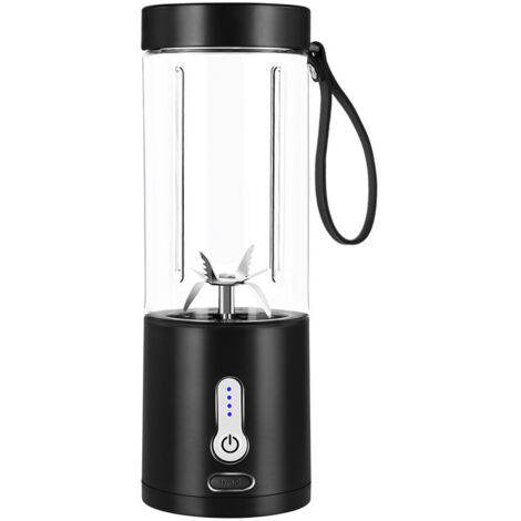 Blender Portable pour Smoothies et Shakes, Mini Blender 530ML, Rechargeable et 6 Lames, 4000mAh Fruit Blender Personal Juicer, Portable Blender Cup pour Voyage Cuisine 1pc Noir