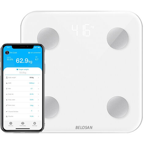 BLEOSAN Impedanzmessgerät für Waagen, Bluetooth-Waage, großer LED-Bildschirm