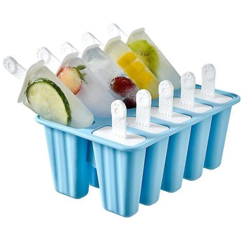 (bleu - 10 Grilles) Moules  Popsicle En Silicone, Moules  Popsicle Sans Bpa - Moules  Popsicle En Silicone - Avec Btons De Popsicle - Moules  Pops