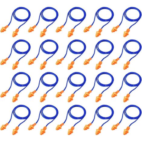 bleu 20 Paires Bouchons D'oreilles En Cordon Bouchons D'oreilles En Silicone Rutilisables Avec Corde Bouchon D'oreille Anti-bruit Pour Sommeil Pro