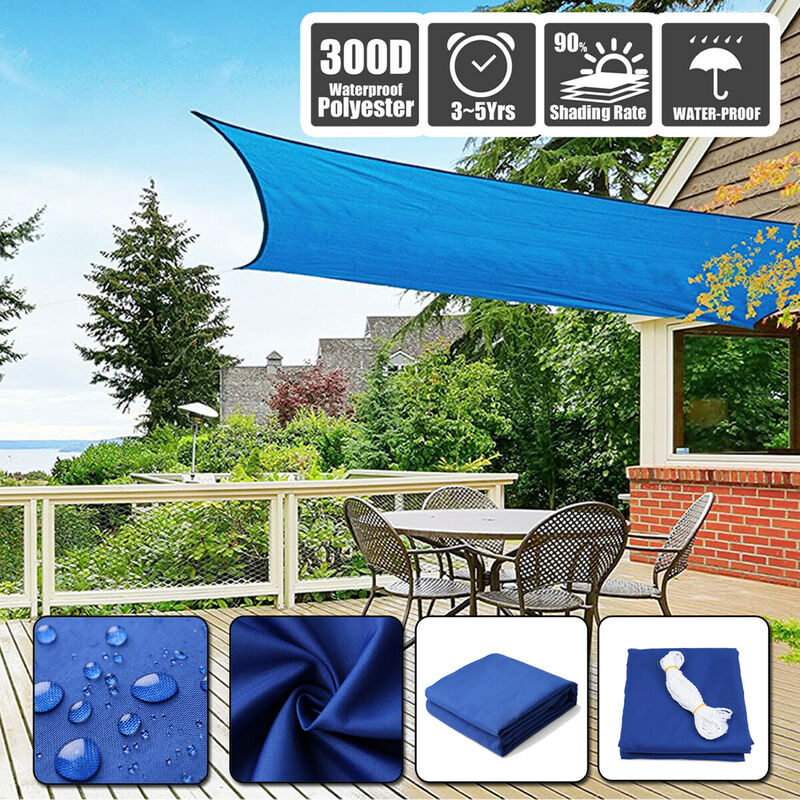 Voile d'ombrage bleu 300D pour balcon bonsaï filet anti-UV bloc de maille anti-UV pour jardin fête cour parking terrasse (bleu roi rectangulaire 2 m