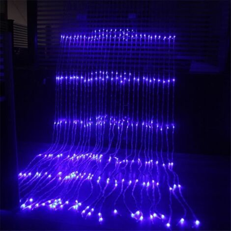 Bleu - 3X3M 320ED - Prise UE 220V - Guirlande Lumineuse Led Pour Noël, Rideau, Effet Cascade Et Pluie De Mété