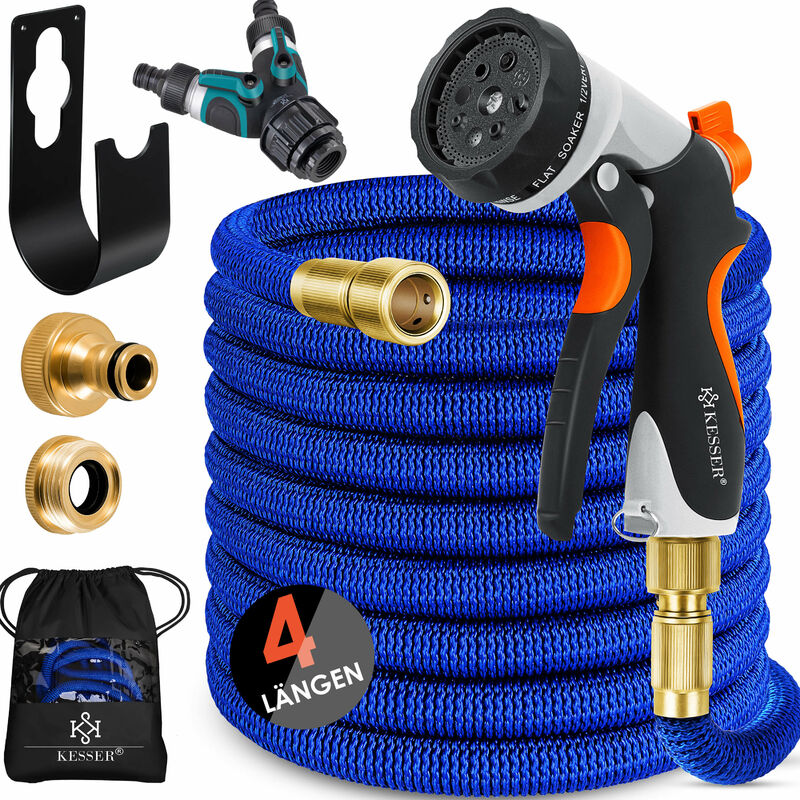 ® Tuyau d'arrosage premium Tuyau d'arrosage flexible tuyau flexible extensible, bleu, 22.5 mètres - Kesser