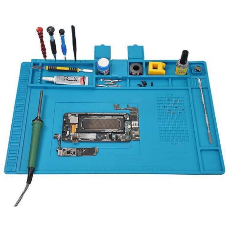 (bleu, 45cm) Tapis De Soudure, Tapis De Travail En Silicone Rsistant  La Chaleur 500c, Tapis De Rparation Lectronique Magntique Multifonctionnel P