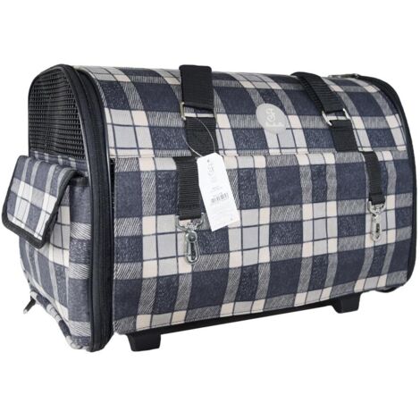 Bleu - Chariot avec ouverture latérale et inserts pour chiens et chats