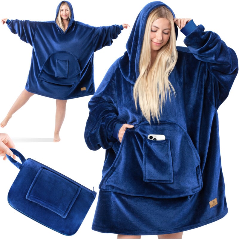 KESSER® Couverture à capuche Couverture douillette avec manches Pull-over polyvalent Couverture portable à enfiler pour femmes & hommes Sweat-shirt