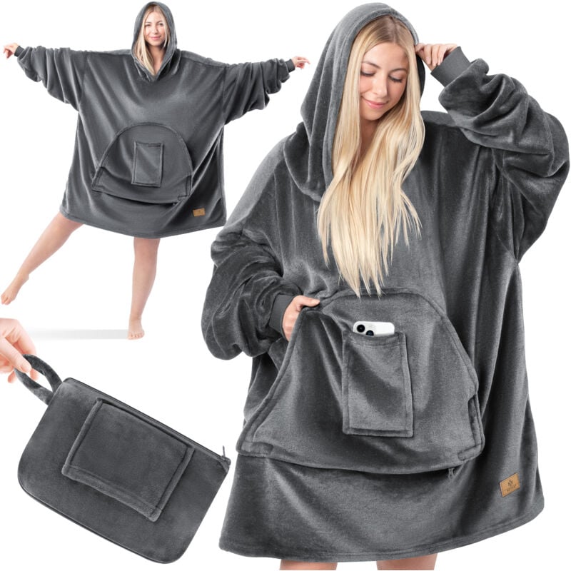 Kesser - Couverture à capuche Couverture douillette avec manches Pull-over polyvalent Couverture portable à habiller pour femmes & hommes Sweat-shirt