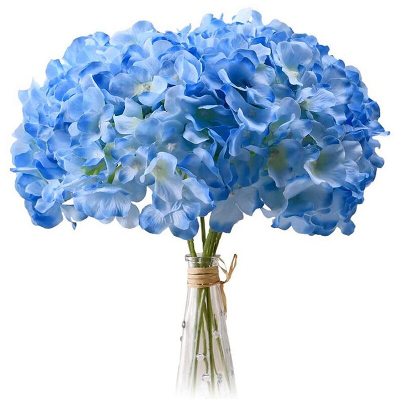 Bleu Clair Lot de 20 TêTes de Fleurs en Soie D'Hortensia Artificielles avec Tiges pour Mariage