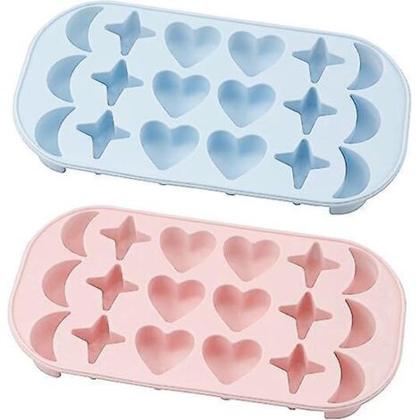 (bleu Clair + Rose Clair) Paquet De 2 Plateaux  Glaons En Silicone Avec Couvercles Transparents Pour Conglateur, Caf, Jus Et Boissons