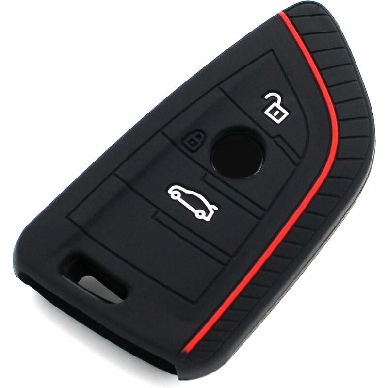 Csparkv - Rouge Coque en silicone pour clé de voiture à 3 boutons noir/rouge