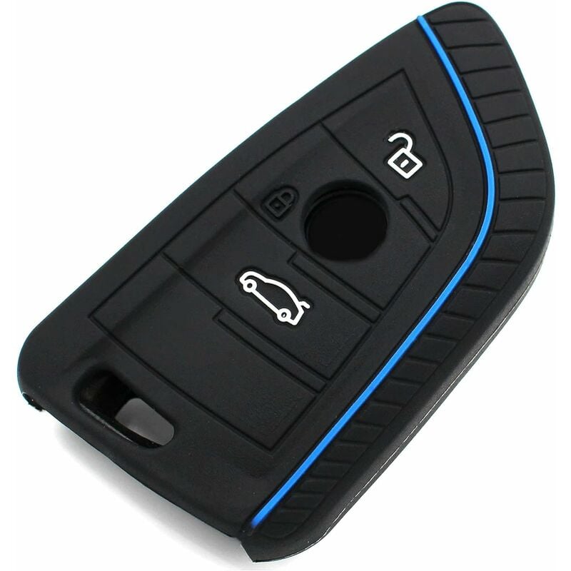 Bleu Coque en silicone pour clé de voiture à 3 boutons noir/rouge