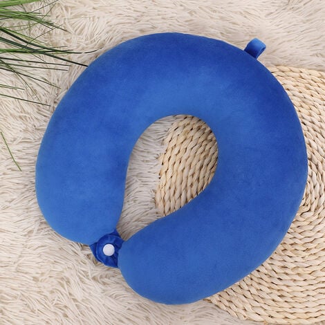 Bleu, coussin de cou en mousse à mémoire, coussin de cou de voiture en forme de U coussin de cou commercial