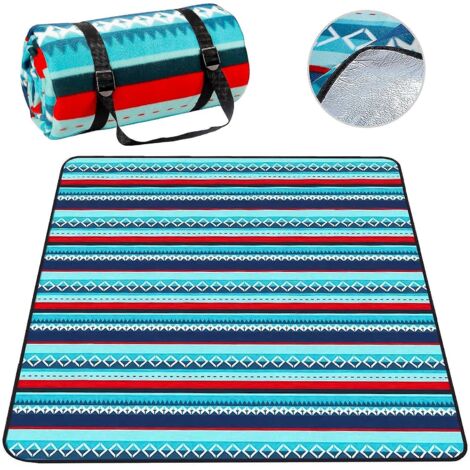 (bleu) Couverture De Pique-nique Arrire Impermable 200 X 200 Cm Couverture Impermable Pliable Trois Couches Grand Tapis De Plage Convient Pour Le
