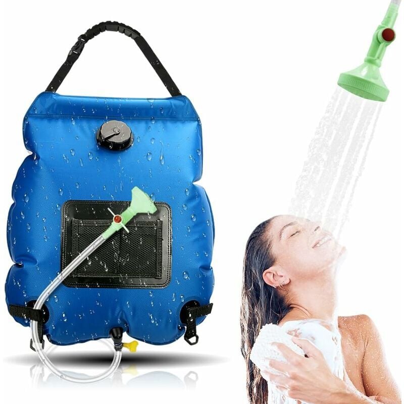 Linghhang - Bleu) Douche solaire extérieure Kit solaire 20L, sac de douche de camping avec pommeau de douche Douche de jardin Douche de piscine Eau