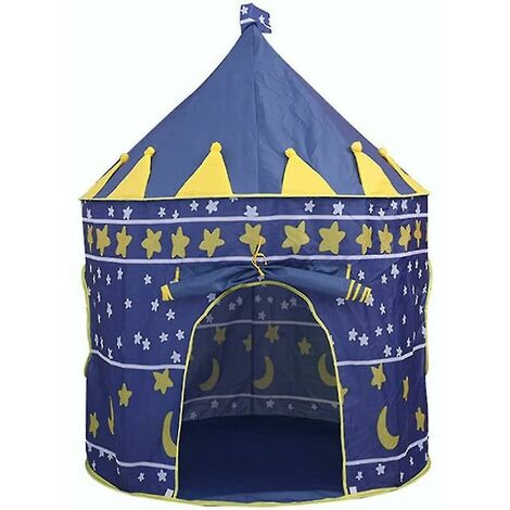 Bleu Enfants Pop Up Tente Enfants Château Tente Portable Pop Up Tente de Jeu avec Sac de Transport Filles Garçons Intérieur Extérieur