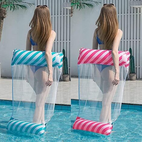 bleu Et Rose , Hamac Flottant Gonflable Lit Flottant Polyvalent Hamac De Natation 4 En 1 (selle, Chaise Longue, Driveur, Hamac), Buse Anti-fuite,