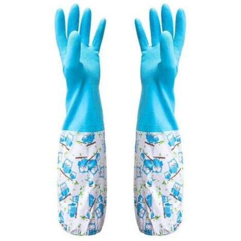 (bleu) Gants en caoutchouc pour bassin et drainage – Travaux ménagers et jardinage, entretien du jardin, désherbage, lavage, nettoyage, vaisselle –