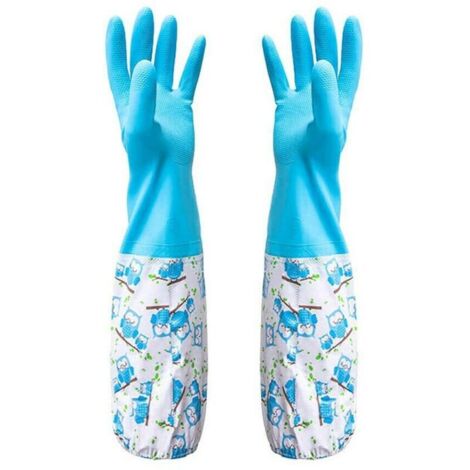 (bleu) Gants en caoutchouc pour bassin et drainage – Travaux ménagers et jardinage, entretien du jardin, désherbage, lavage, nettoyage, vaisselle – Pour protéger vos manches