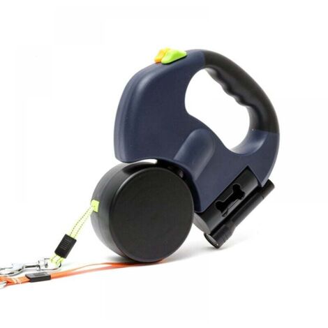 （bleu) Laisse double rétractable pour chien avec deux cordes de 3 m, double laisse anti-emmêlement à 360° pour promener deux chiens jusqu'à 22,7 kg