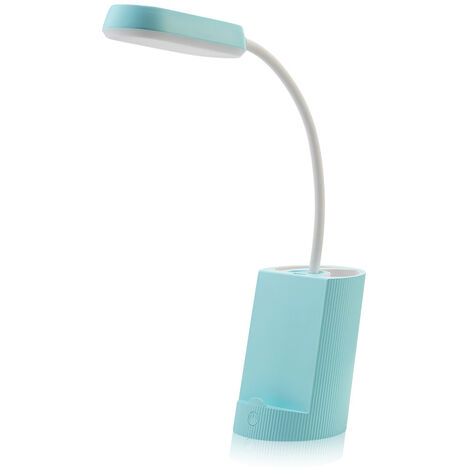 Bleu Lampe de Bureau Enfant, Lampe de Bureau LED Tactile Dimmable 3 Niveaux de LuminositéRe Chargeable Animal Desk Lamp Sans Fil, Porte-Stylo et Support